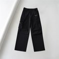 thumbnail image 2 of safuny Women's Cargo Sweatpants Jogger Cuff Pants Summer Clearance Fashion Mid Rise Trousers Leisure Comfy Solid Breathable Clothing Relaxed Black, 2 of 3