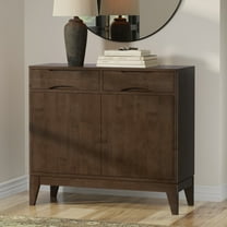 Harper 40 inch Wide Solid Wood Entryway Storage Cabinet in Walnut Brown
