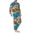 thumbnail image 2 of Naloa Artistic Starry Sky Cloud Dog Men’s Pajamas Set - Long Sleeve Button Down Sleep Shirt and Pajama Bottoms Sleepwear Set-Small, 2 of 7