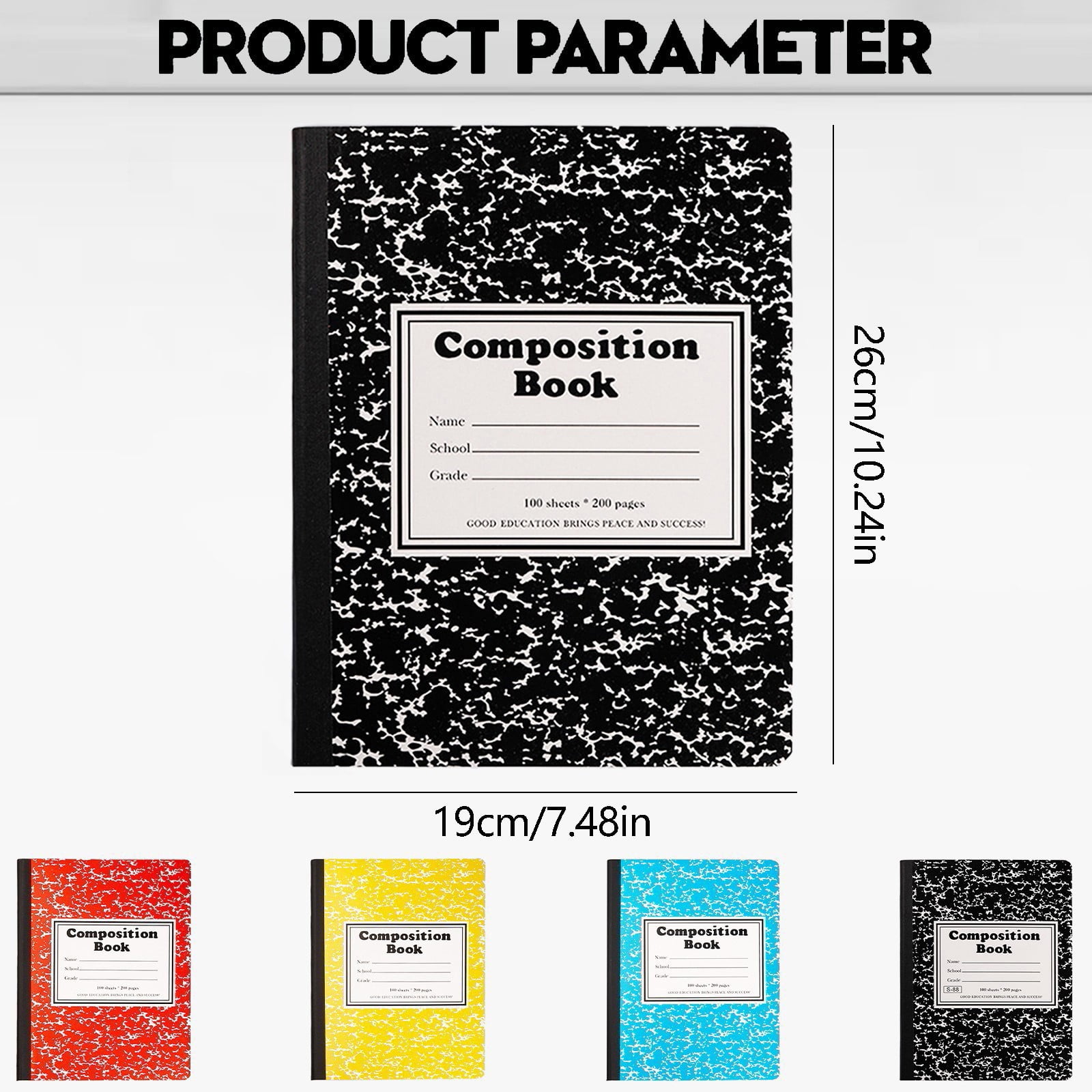 Composition Notebook College Ruled Wide Ruled Paper, 100 Sheets Per Comp Book, 7.48" X 10.24", Assorted Marble Colors, Notebook Journal Sturdy Sewn Binding for Work Office Supplies,1-Pack