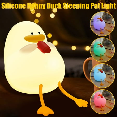 

JTNero Duck Night Light Silicone Baby Night Lamp Cute Mini Touch Lamp with Timer USB Rechargeable Nightlight with 7 Color Adjustable 3 Gear Bright for Kids Bedroom