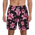 thumbnail image 3 of Uemuo Lilies Flowers Pattern Mens Swim Trunks Quick Dry Board Shorts with Mesh Lining, Stretch Beach Shorts Quick Dry No-Chafing Board Shorts-X-Large, 3 of 9