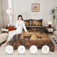 thumbnail image 3 of Castle Fairy Rustic Wood Plank Deer Full Size Comforter Sets 3-Piece for Boys,Fall Jungle Animal Bedding Comforter Set,Sepia Brown Black,Black Reversible,1 Comforter and 2 Pillowcases, 3 of 6