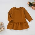 thumbnail image 4 of Girls Long Sleeve Dress Summer Kids Toddler A Line Solid Color T-Shirt Dress for School Casual Girl Clothes 3-6 Months, 4 of 4