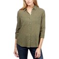 thumbnail image 1 of Camisa con botones Lucky Brand para mujer verde extragrande con detalles metálicos altos y bajos, 1 of 1