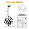 thumbnail image 4 of 3-Light Black Diamond Cut Iron Chandelier with 31.5" Chain | E26 Base | 20"W x43"H Mounted Size for Dining Room Industrial Ceiling Lighting, 4 of 10