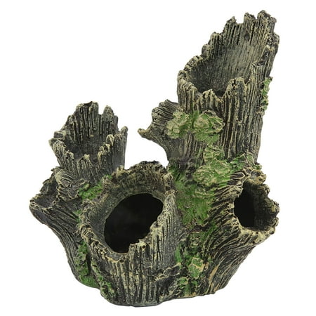 Tree Swallow Habitat 17*12*19CM Resin Hollow Simulation Tree Hole Hiding Cave Aquarium Reptile Habitat Landscaping Decor ()