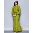 thumbnail image 5 of Green Sparkly Mermaid Hem Bodycon Maxi Dress For Evening Party Dating Formal Occasion, 5 of 7