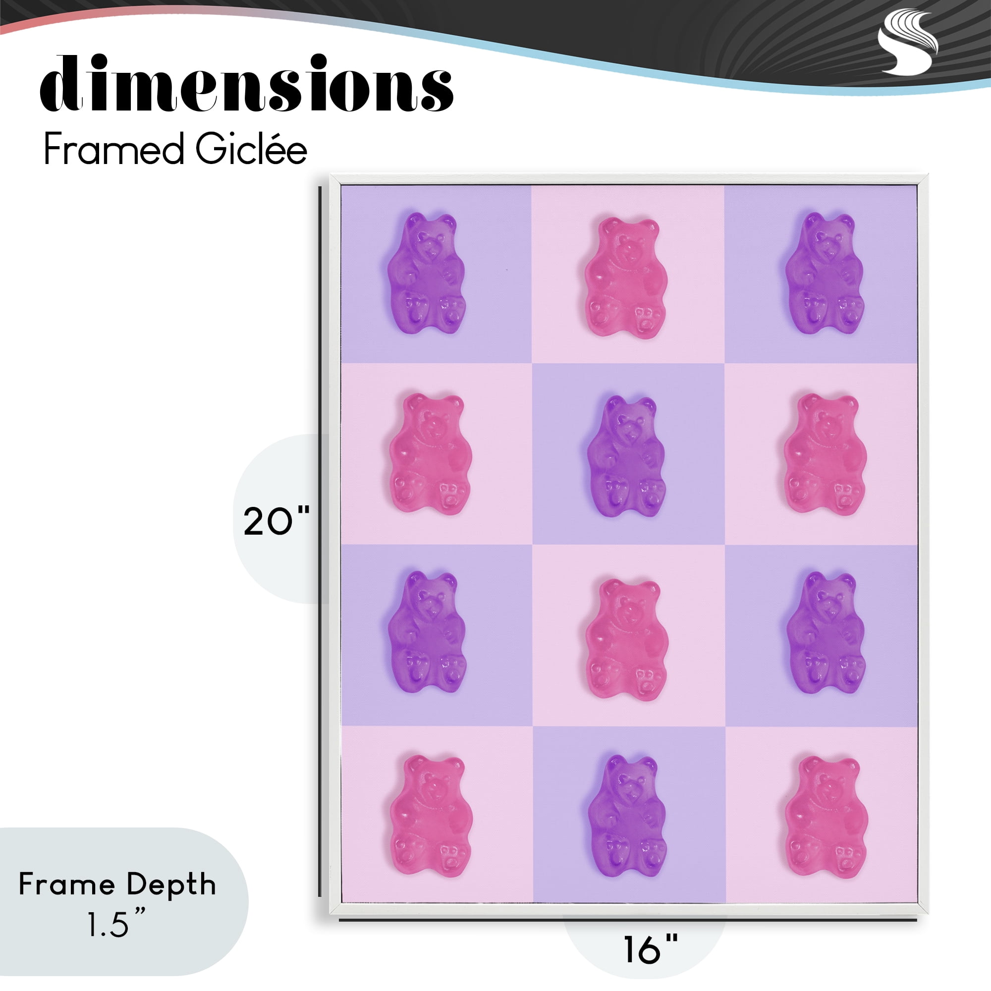 Stupell Industries Pink & Lilac Candy Bears White Framed Giclee Art, design by LISH Creative