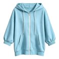 thumbnail image 5 of NIEWTR Womens Zip Up Hoodies Oversized 3/4 Sleeve Sweatshirts Comfy Lightweight Jackets Loose Hooded Sweatshirt With, 5 of 5