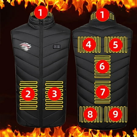 guisaled Heated Vest for Men Battery Pack Not Included 9 Heating Zones Lightweight Warm Heated Jackets Winter Outdoor Hunting Vests Clearance Clothes