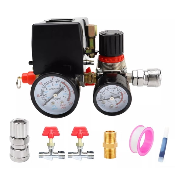 iMeshbean Pressure Switch Manifold Regulator Gauges Air Compressor Pressure Switch Control