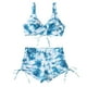 thumbnail image 4 of Trajes de baño Amzcrzy Tankini para mujer, trajes de baño, traje de baño, traje de baño de verano para mujer, traje de baño estampado de talla grande, traje de baño dividido, azul, XL, 4 of 6