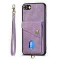 thumbnail image 5 of Nalacover for iPhone 7 Plus/8 Plus, Slim Case Wallet with Credit Card Holder, Back Flip Premium Leather Magnetic Clasp Kickstand Wirst Hand Strap Shockproof Cover For iPhone 7 Plus/8 Plus, Purple, 5 of 7