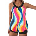 thumbnail image 1 of Women Halter Neck Tankini Swimsuits Retro Plus Size Modest 2 Piece High Waist Bathing Suit Flowy Swimwear Set S-5xl Multicolor, M, 1 of 5