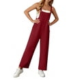 thumbnail image 4 of Jumpsuits for Women Oversized Spaghetti Strap Bohos Wide Leg Overalls Womens Summer Casual Solid Loose Fits Lightweight Comfy Rompers with Pockets, 4 of 7
