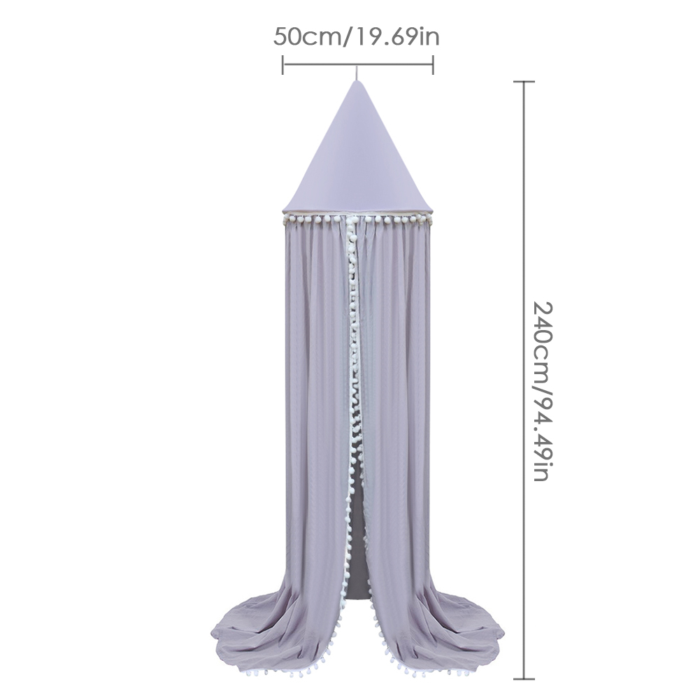 Fuzzy Ball Cotton Canvas Dome Bed Canopy Kids Play Tent ...