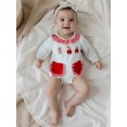 thumbnail image 6 of Miaouyo Infant Baby Girls Christmas Fall Romper 0 3 6 12 18 Months Long Sleeve Crew Neck Dots Embroidery Gingerbread Man Bodysuit Clothes for Casual Daily, 6 of 9