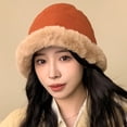 thumbnail image 3 of SikaFu The New Plush Fisherman Hat Version Of Autumn And Winter Main Hat Thickens Warming Lei Feng Hat Pure Color Face Face Small Hat Girl, 3 of 8