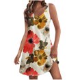 thumbnail image 1 of Staron Robes Décontractées pour Femmes en Liquidation à Moins de 10 $ Coupe Ample Col en V Sans Manches Robes Décontractées de Printemps Fête Plage Bohème Fluide Imprimé Floral Robe Trapèze TTG, 1 of 7