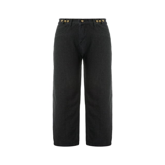 PENGXIANG Girls Long Jeans Solid Color High Waist Straight-leg Trousers