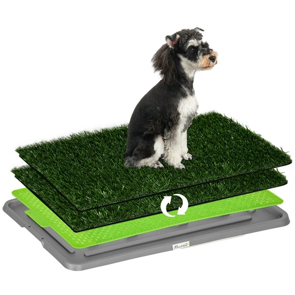 PawHut Tapis d'Urine en Gazon Artificiel pour l'Entraînement à la Propreté des Chiens, 2 Paquets