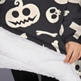 thumbnail image 3 of Oversized Wearable Blanket Hoodie,Spooky Halloween Icons Pattern Sherpa Blanket Hoodie with Super Pockets,Super Warm Fuzzy Pullover for Women & Men, 3 of 6