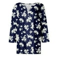 thumbnail image 4 of PNTUTB Women's Fashion Printed V Neck Button 3/4 Sleeve Casual Loose Comfortable Versatile Tops, 4 of 6
