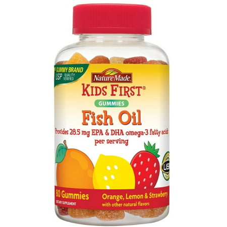 2 Pack - Nature's Made Kids First Fish Oil Gummies, Orange, Lemon & Strawberry Flavor, 80