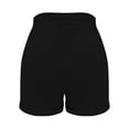 thumbnail image 4 of Duoif Womens Shorts Drawstring Dressy Casual Elastic Waist Trendy Summer Athletic Comfy Ladies Linen Shorts for Women Shorts with Pockets, Black, L, 4 of 5