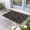 thumbnail image 2 of Boho Black Floral Doormat Outdoor Entrance 20"x31.5", Farmhouse Botanical Vintage Paisley Flower Absorb Moisture Dirt Door Mats, Non-Slip Rubber Backing Floor Mats Indoor, Low-Profile Front Door Rugs, 2 of 9
