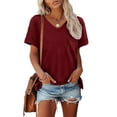thumbnail image 2 of Women Summer Tops Womens T Shirts Short Sleeve V-Neck Shirts Cute Fit Summer Casual Tee Tops, 2 of 6