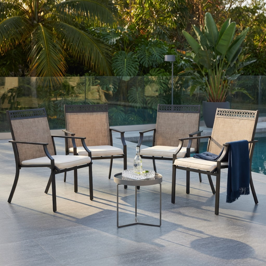 Hommoo 2-Piece Outdoor Patio Chair Set, All-Weather Breathable Fabric, Heavy-Duty Steel Frame, Poolside & Lawn Ready, Brown