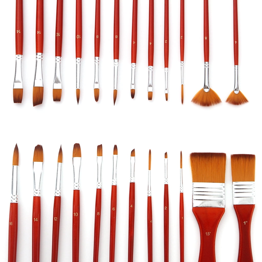 ZPAQI Pack of 24 Multi-in-1 Flat Head Paint Brush Set Gouache Acrylic Paint Brush Set