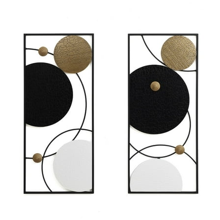 LuxenHome 2-Piece Black, White, and Gold Modern Abstract Wall Décor Set