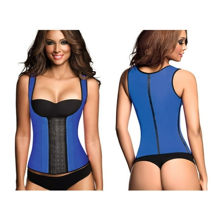 

2022 Classic 3 Hooks Latex Waist Cincher Shapewear Vest Color Blue Plus Size XXXL (42)