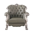 thumbnail image 2 of Benjara Traditional Leatherette Chair with Button Tufted and Carved Details-Gray, 2 of 5