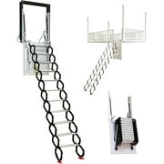 INTSUPERMAI Side Mounted Folding Loft Attic Ladder Stairs Black Magnesium Alloy 11 Steps