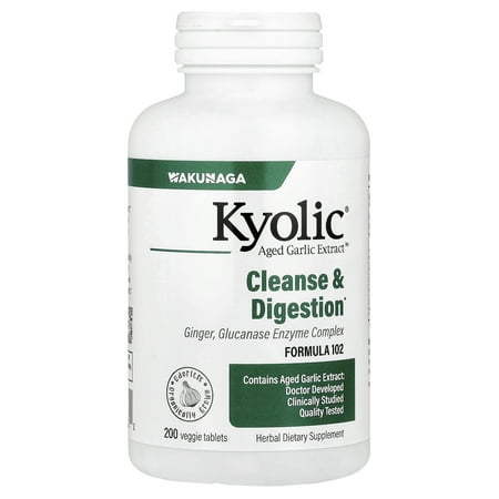 Kyolic Aged Garlic Extract™, Cleanse & Digestion, Formula 102, 200 Veggie Tablets