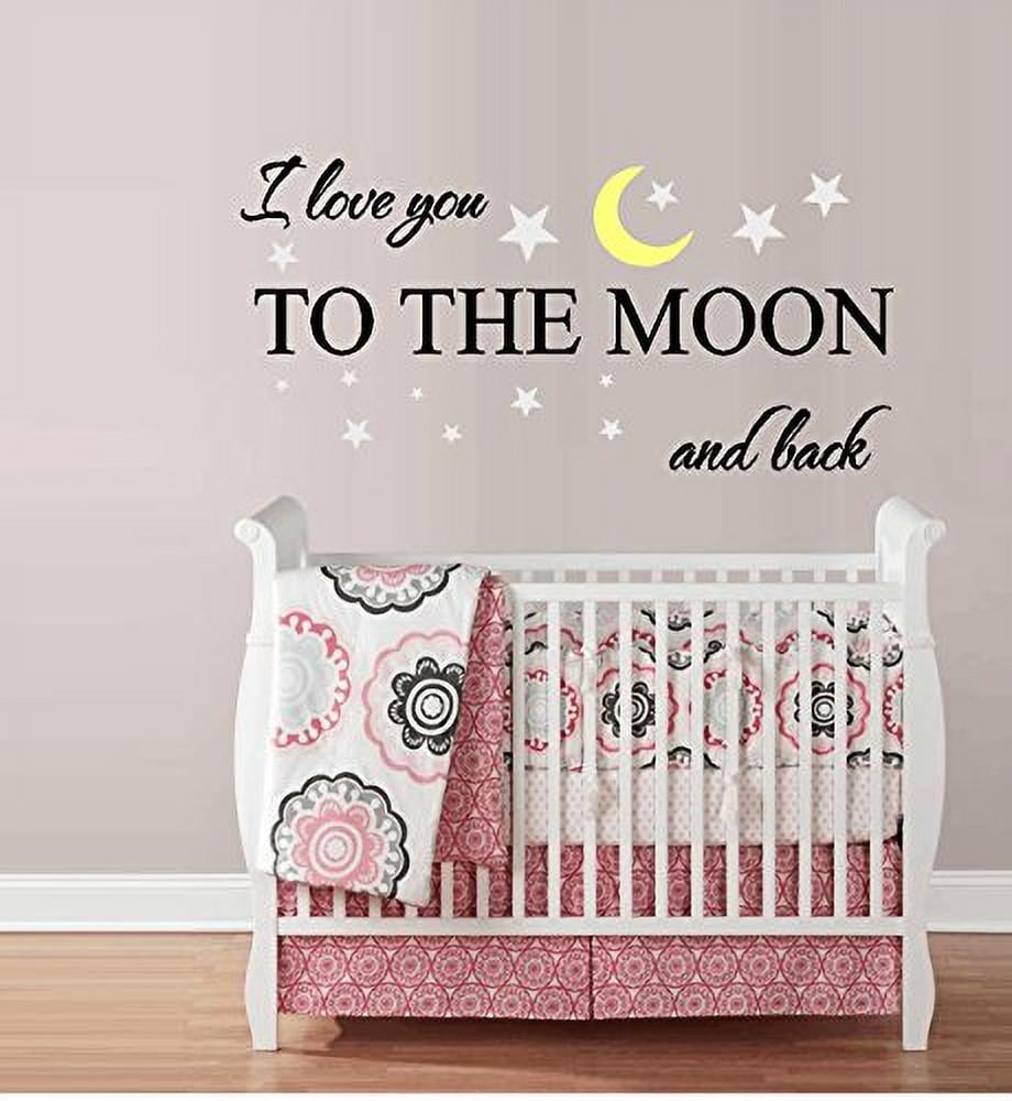 Design with Vinyl JER 1934 1 Hot New Decals I Love You To The Moon And Back Wall Art Size 12 Inches x 18 Inches Color 12 x 18, Black