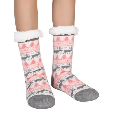 

SHCKE Christmas Slipper Socks Winter Non Slip Slipper Socks Winter Thick Warm Floor Socks Elk Pattern Christmas Socks Gifts 1 Pair Winter Party Supplies