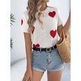 thumbnail image 5 of Short Sleeve Sweater for Women Tops Trendy Spring Summer 2025 Business Casual Outfits Knit Crewneck Shirt Blouses White XL, 5 of 7