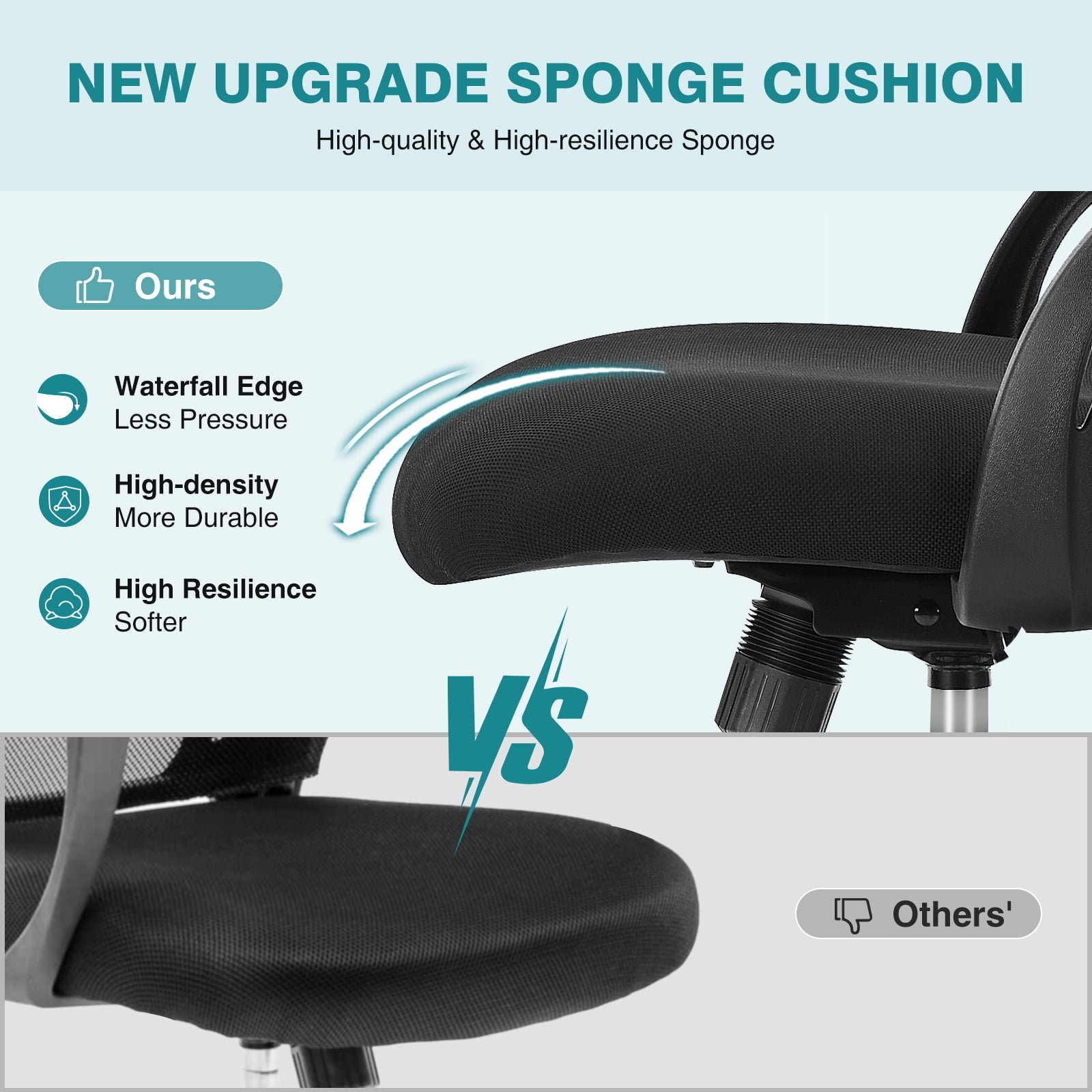 MCQ Office Chair, Ergonomic Home Mesh Office Desk Chairs, with Adjustable Armrests, Wheels and Mid-Back Task Chair with Lumbar Support, Black