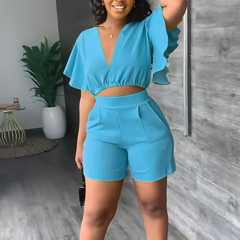 REORIAFEE Outfits for Women Summer 2023 Sets for Women Comfy Plus