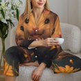 thumbnail image 5 of KLL Cute Sunflower Guinea Pig Print Women's Long Sleeve Pajamas with Pants Sleepwear Loungewear 2 Set-XX-Large, 5 of 7