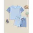 thumbnail image 4 of vera natura Baby Boys Summer Outfits Contrast Color Short Sleeves T-Shirt and Elastic Shorts Set, 4 of 8