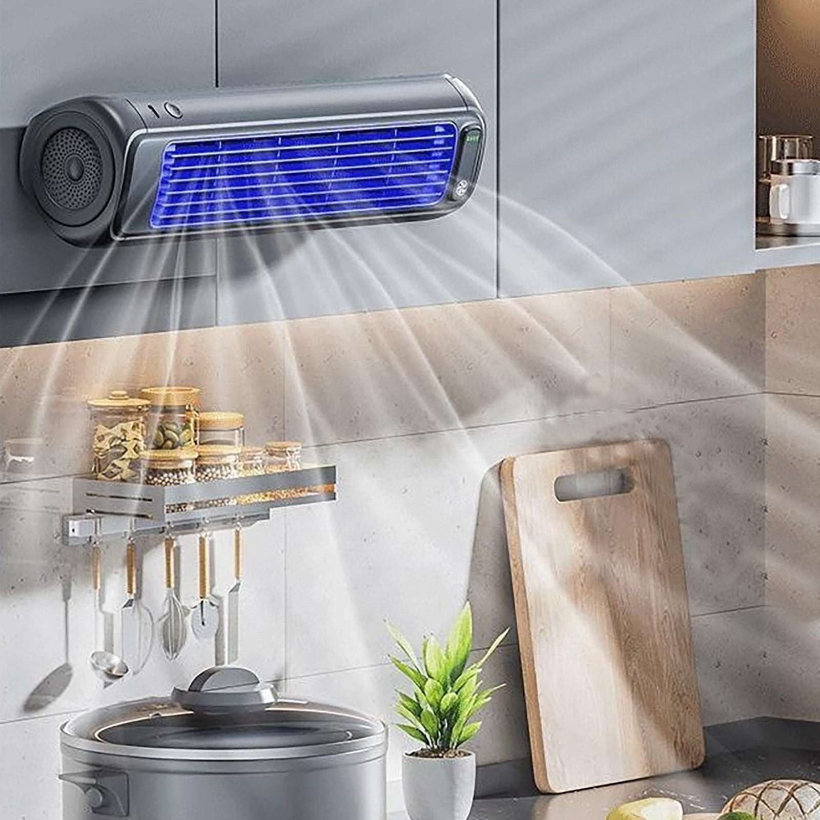 2026 New Cooling Ace Portable Air conditioner, Cooling Fan with 3 Speeds & LED Touch Screen, USB Charging Air Conditioner for Bedroom Office Home, Wall-mounted Air Conditioner Fan,Dark gray