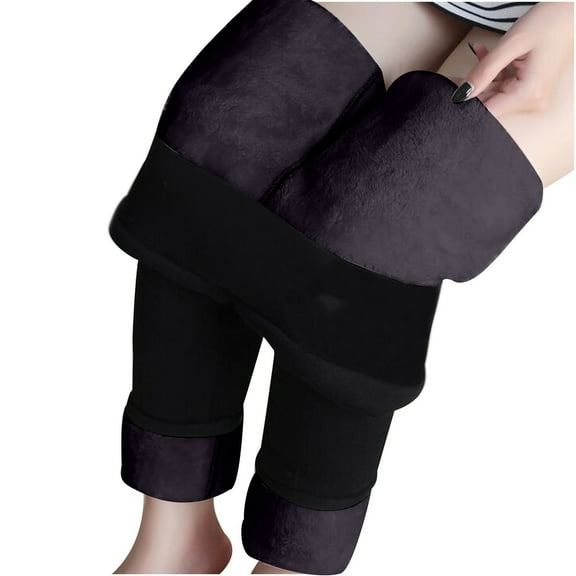 Fesfesfes Women Leggings Solid Warm Tight Thick Plush Wool Waist Pants Trousers Leggings Clearance