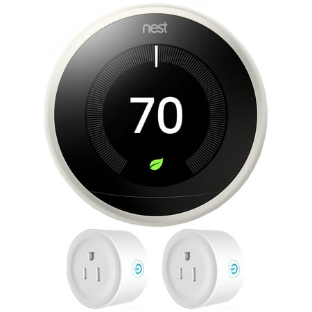 Nest (T3017US) Learning Thermostat 3rd Generation, White + Deco Gear 2 Pack Wifi Smart Plug