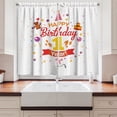 thumbnail image 2 of Ambesonne Birthday Kitchen Curtains, Party with Cones Bear, 55"x39", Red Marigold and Purple, 2 of 3